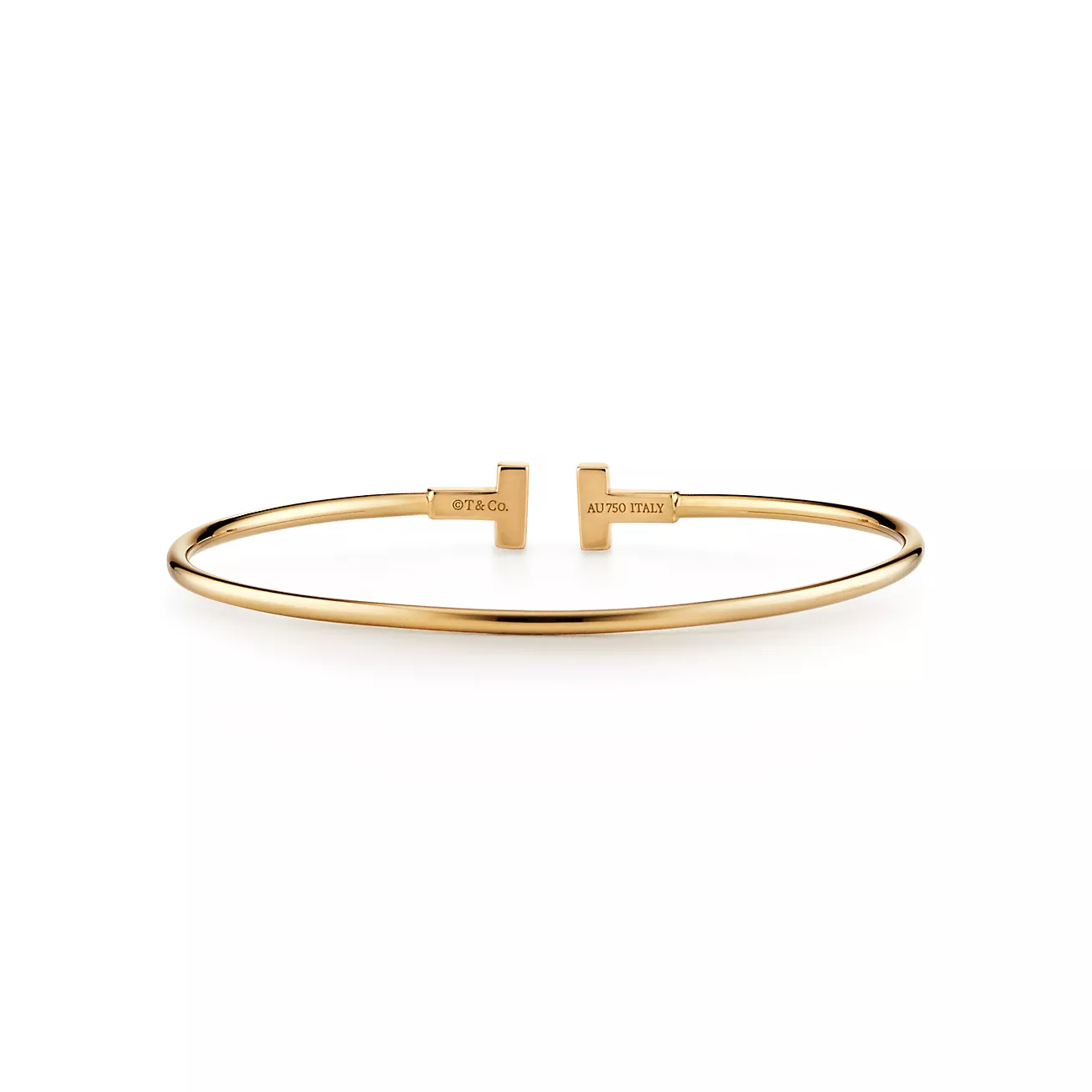 T Narrow Wire Bracelet in 18k Gold