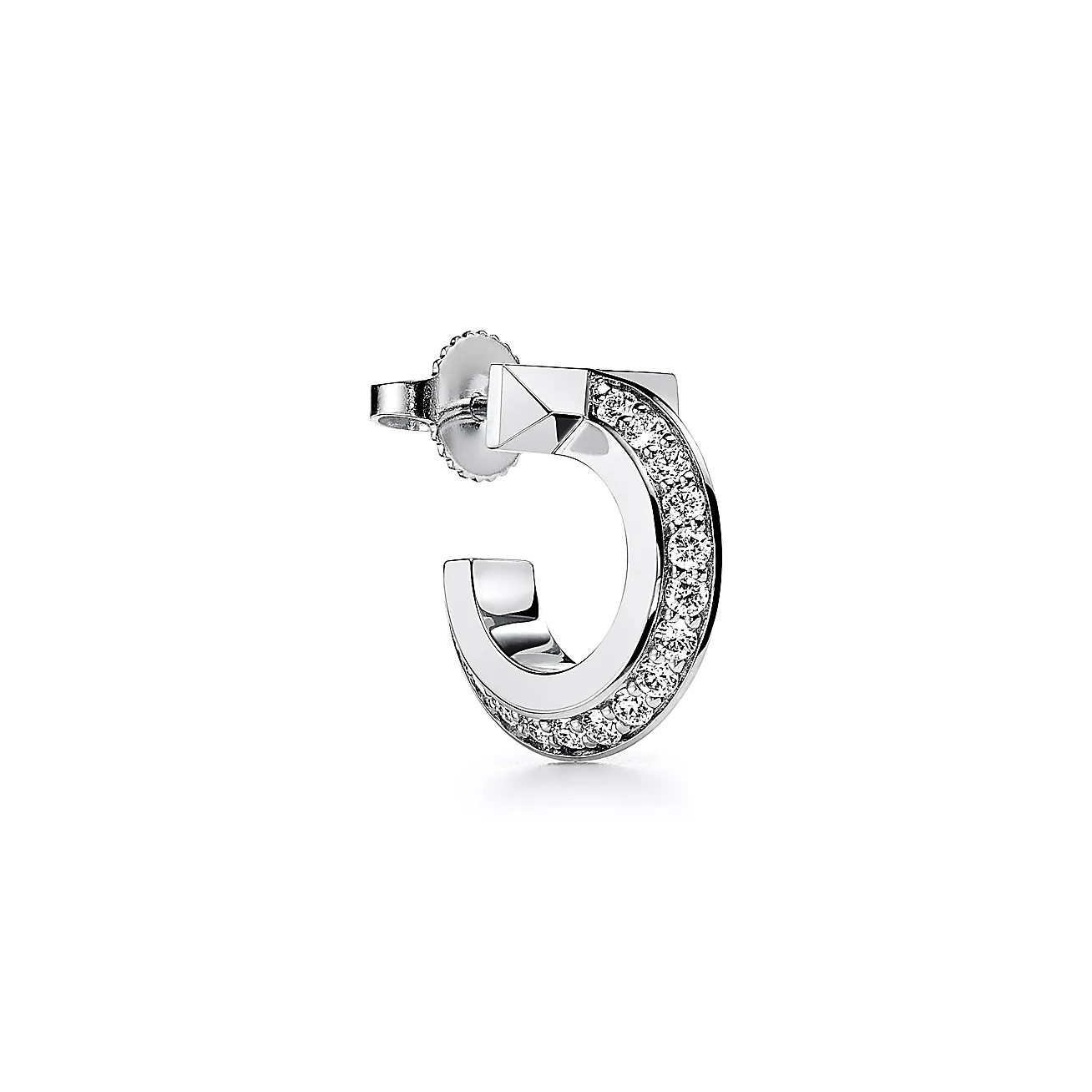 T T1 Hoop Earrings in White Gold with Diamonds