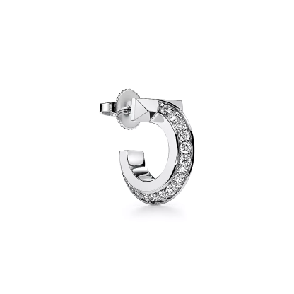 T T1 Hoop Earrings in White Gold with Diamonds