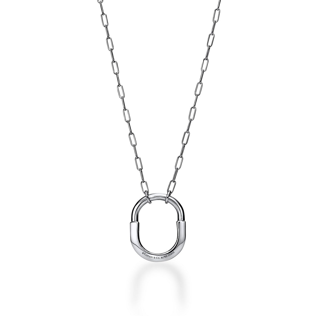 Lock Pendant in White Gold, Medium