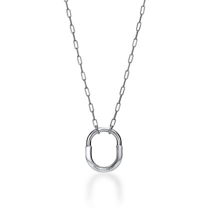 Lock Pendant in White Gold, Medium