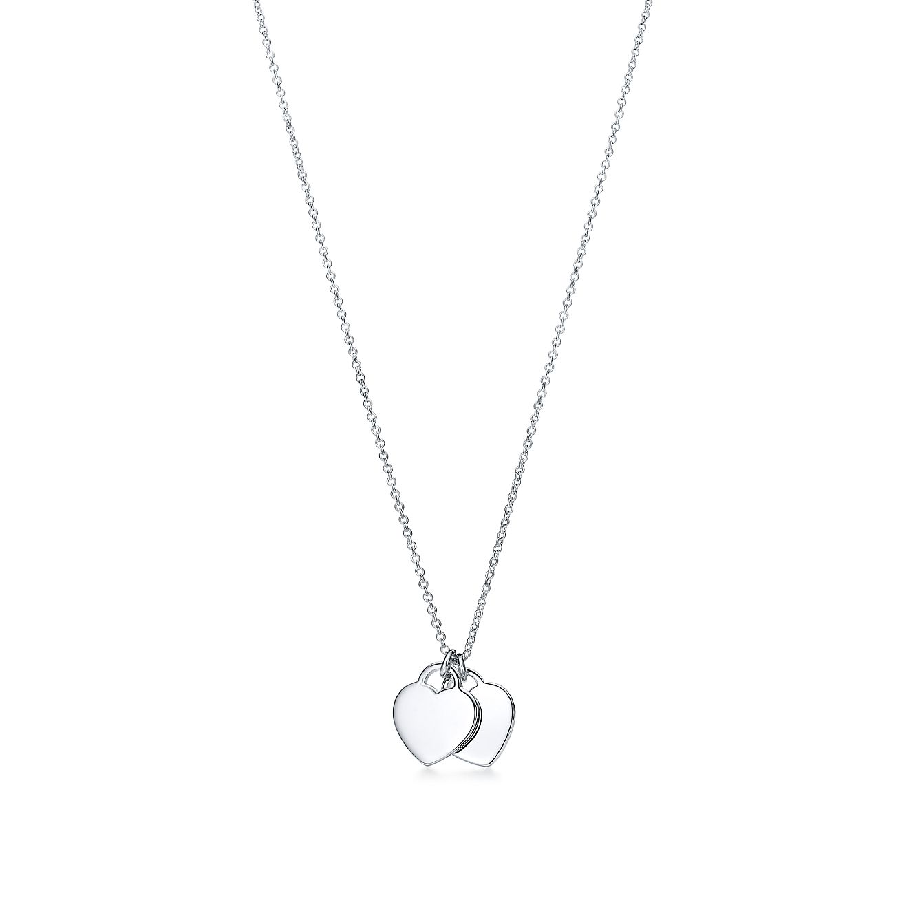 Return to 庐 Double Heart Tag Pendant in Silver, Mini