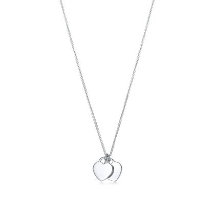 Return to 庐 Double Heart Tag Pendant in Silver, Mini