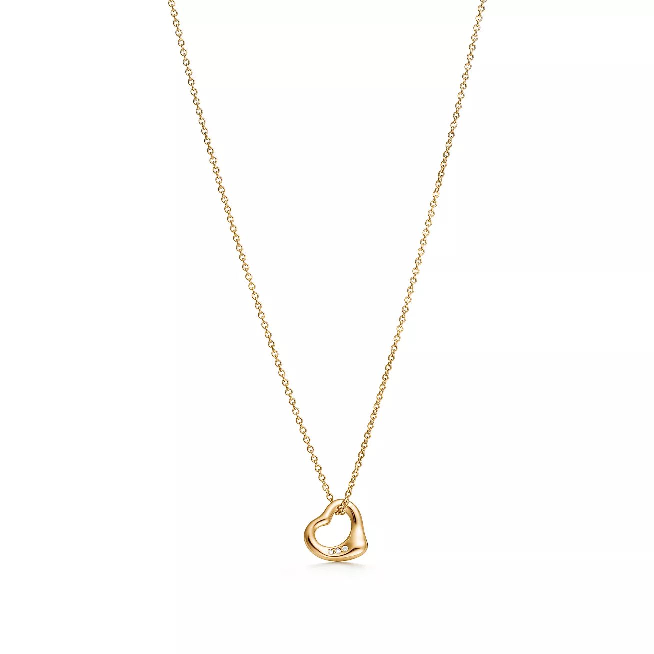 Elsa Peretti庐 Open Heart Pendant in 18k Gold with Diamonds