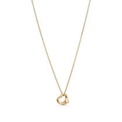 Elsa Peretti庐 Open Heart Pendant in 18k Gold with Diamonds