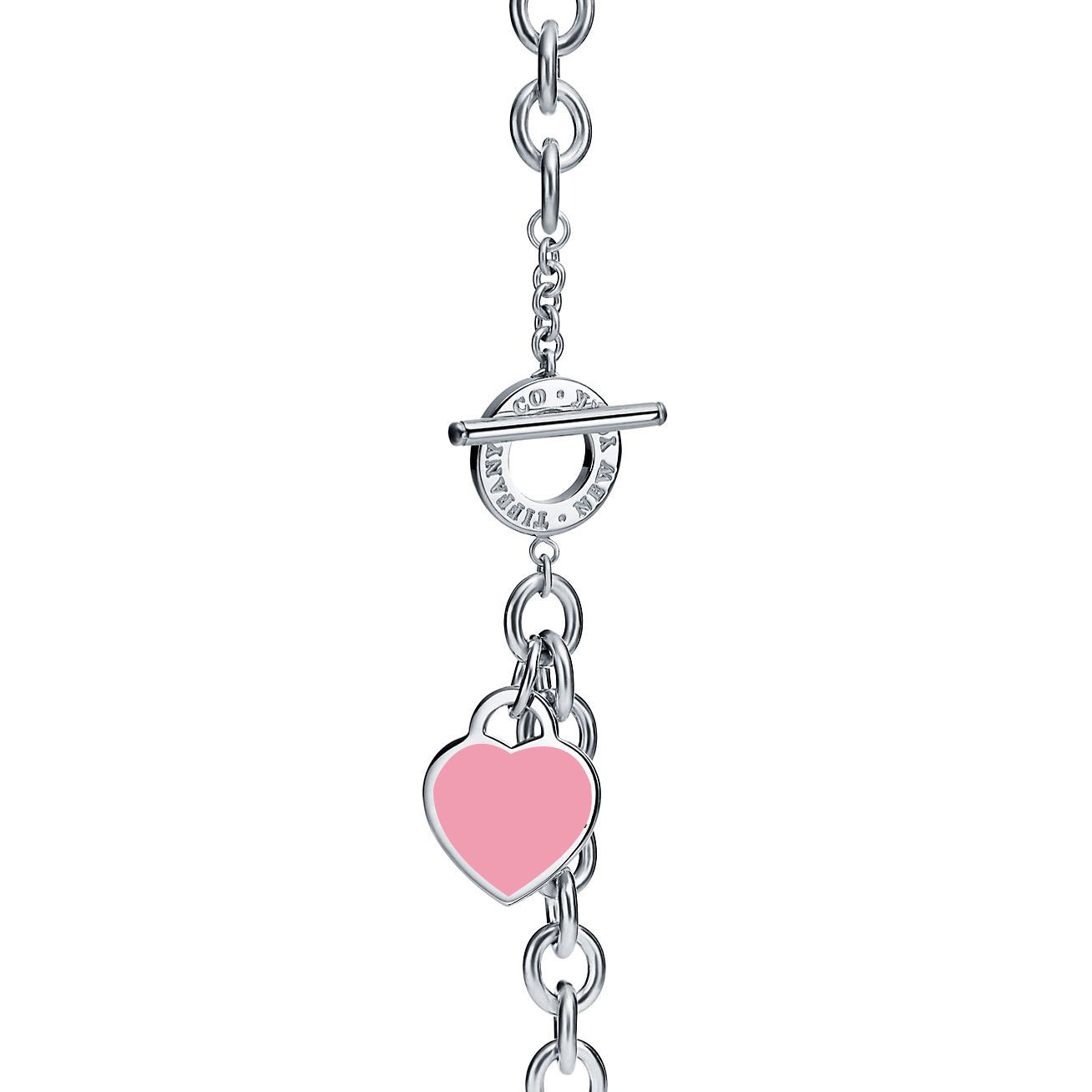 Return to 庐 Heart Tag Toggle Pink Necklace in Silver