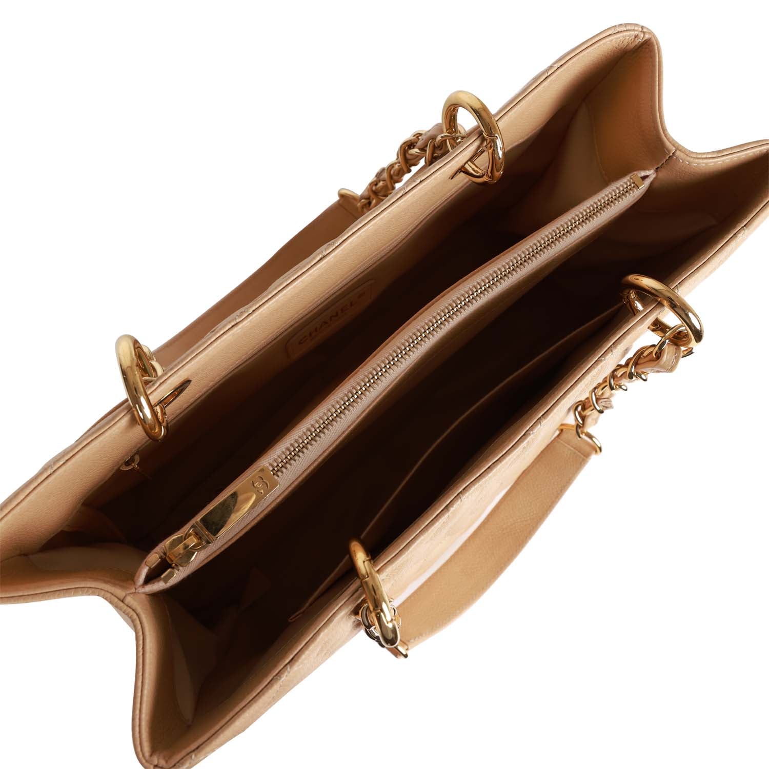 Grand Shopping Tote (GST) Beige Caviar Gold Hardware