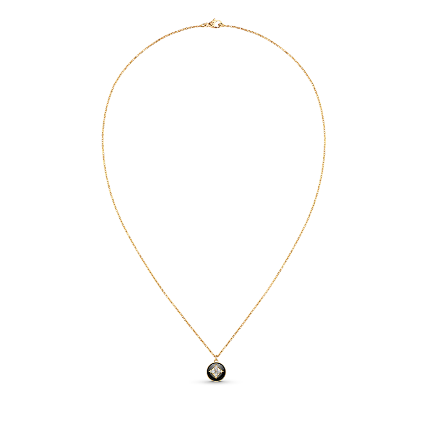 B Blossom Pendant, Yellow Gold, White Gold, Onyx And Diamonds