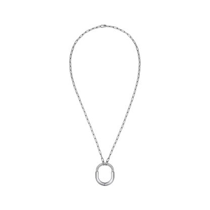 Lock Pendant in White Gold with Diamonds, Medium