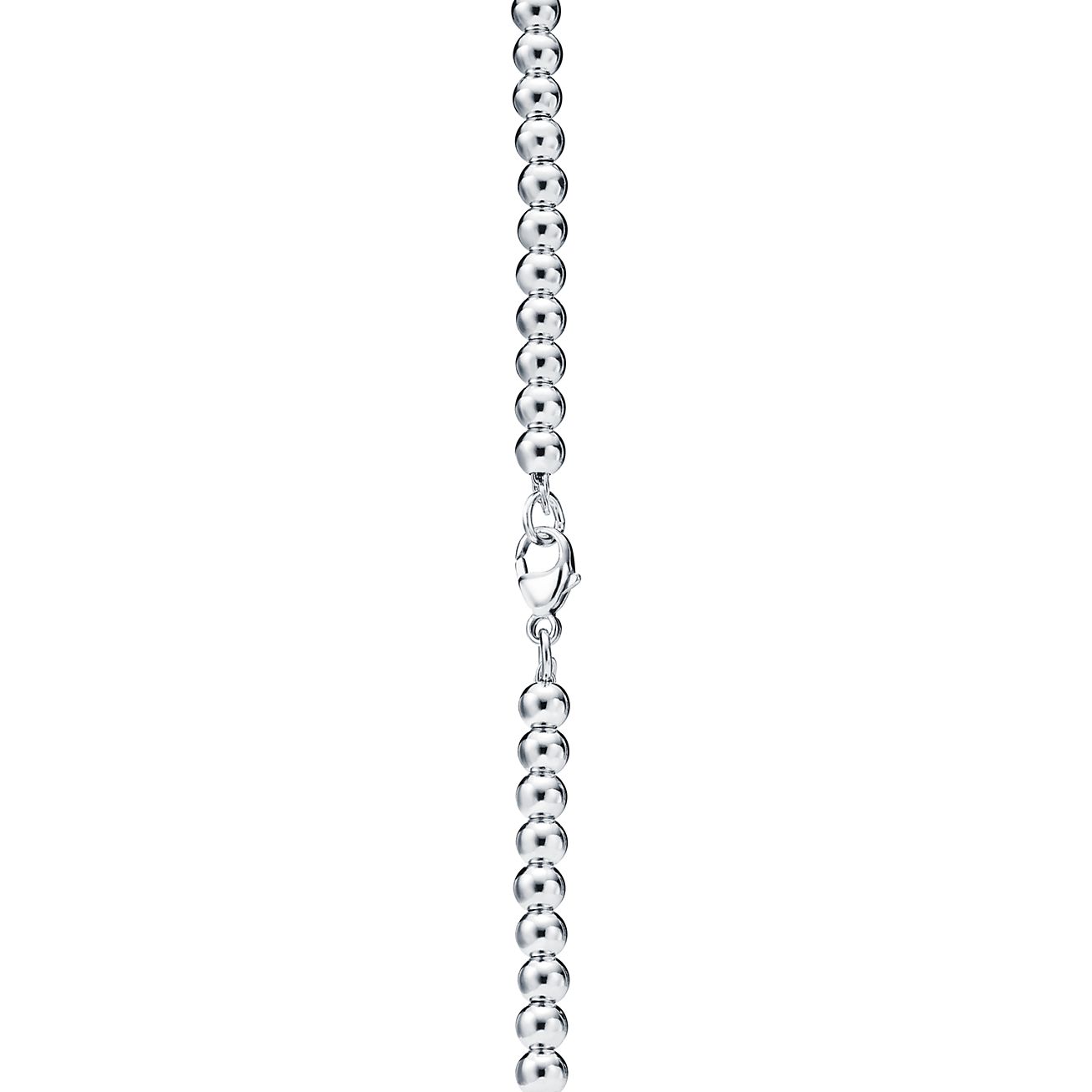 Return to 庐 Heart Tag Bead Necklace in Silver with a Diamond, Small