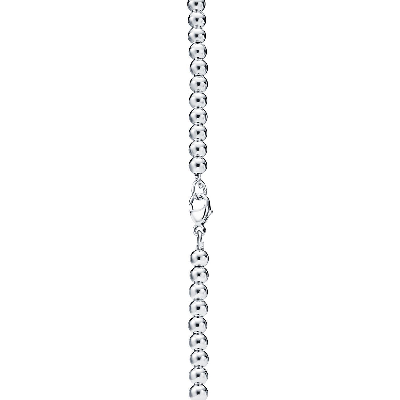 Return to 庐 Heart Tag Bead Necklace in Silver with a Diamond, Small