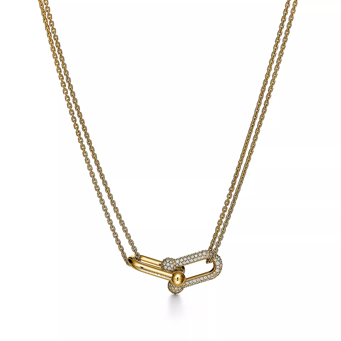 HardWear Link Pendant in Yellow Gold with Pave Diamonds
