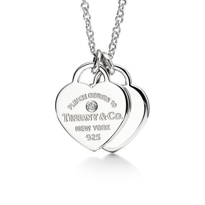 Return to 庐 Heart Tag Pendant in Sterling Silver with a Diamond, Mini