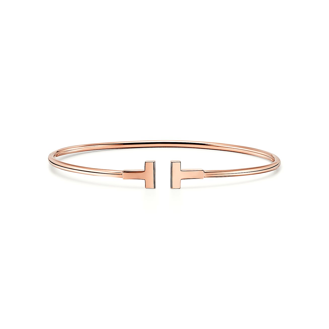 T Narrow Wire Bracelet in 18k Rose Gold