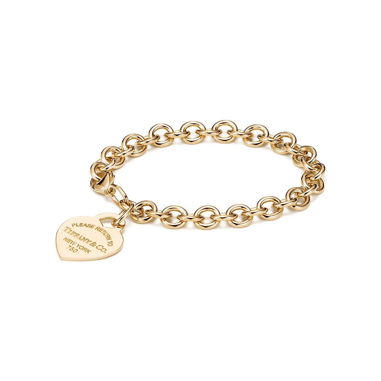 Return to 庐 Heart Tag Bracelet in Yellow Gold, Medium