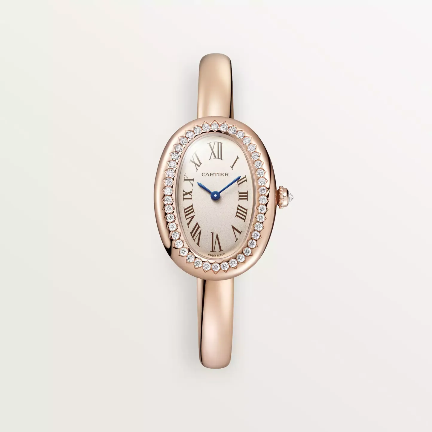 BAIGNOIRE WATCH, Small Model With 42 Diamonds, Rose Gold, Size 15 - 17
