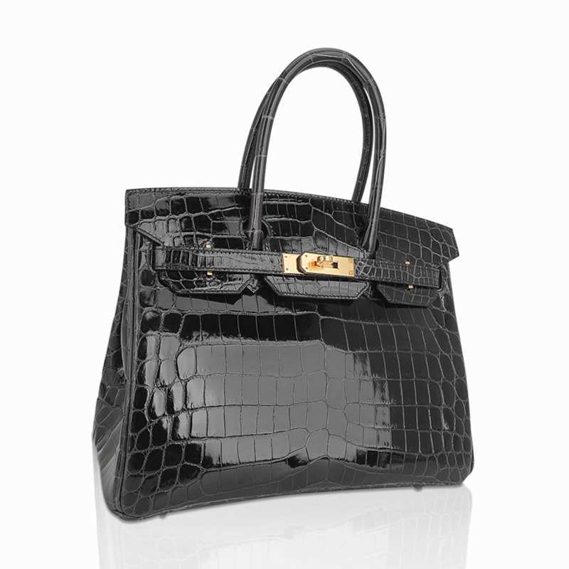 Birkin 30 Bag Graphite Niloticus Crocodile with Gold Hardware