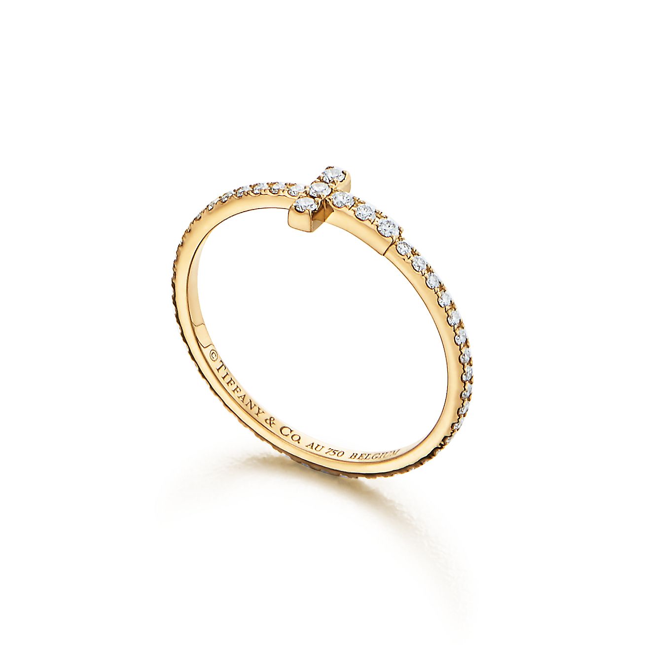 T Diamond Wire Band Ring in 18k Gold