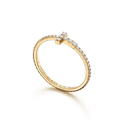 T Diamond Wire Band Ring in 18k Gold
