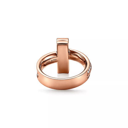 T T1 Ring in Rose Gold with Diamonds, 4.5 mm