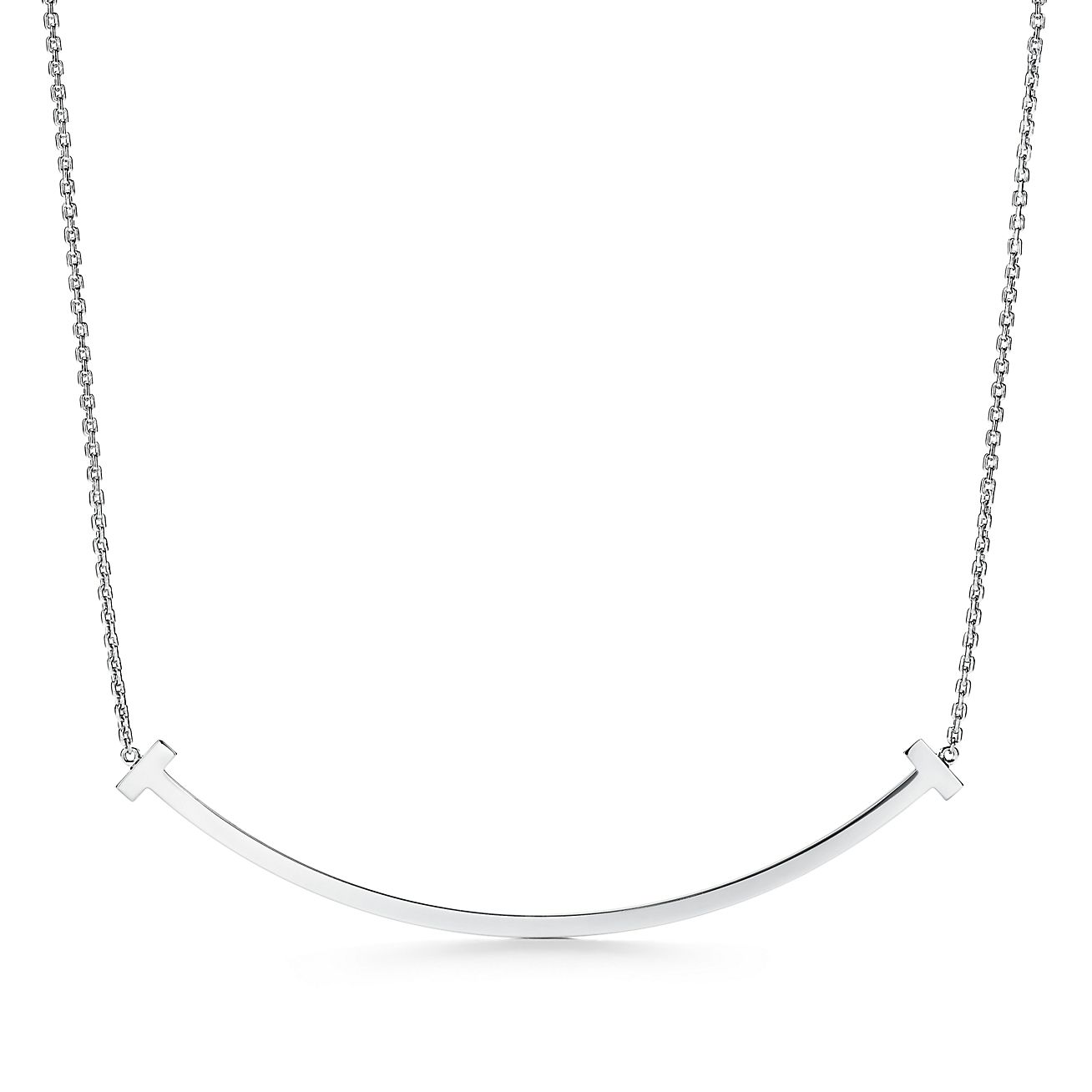 T Extra Large Smile Pendant in 18k White Gold