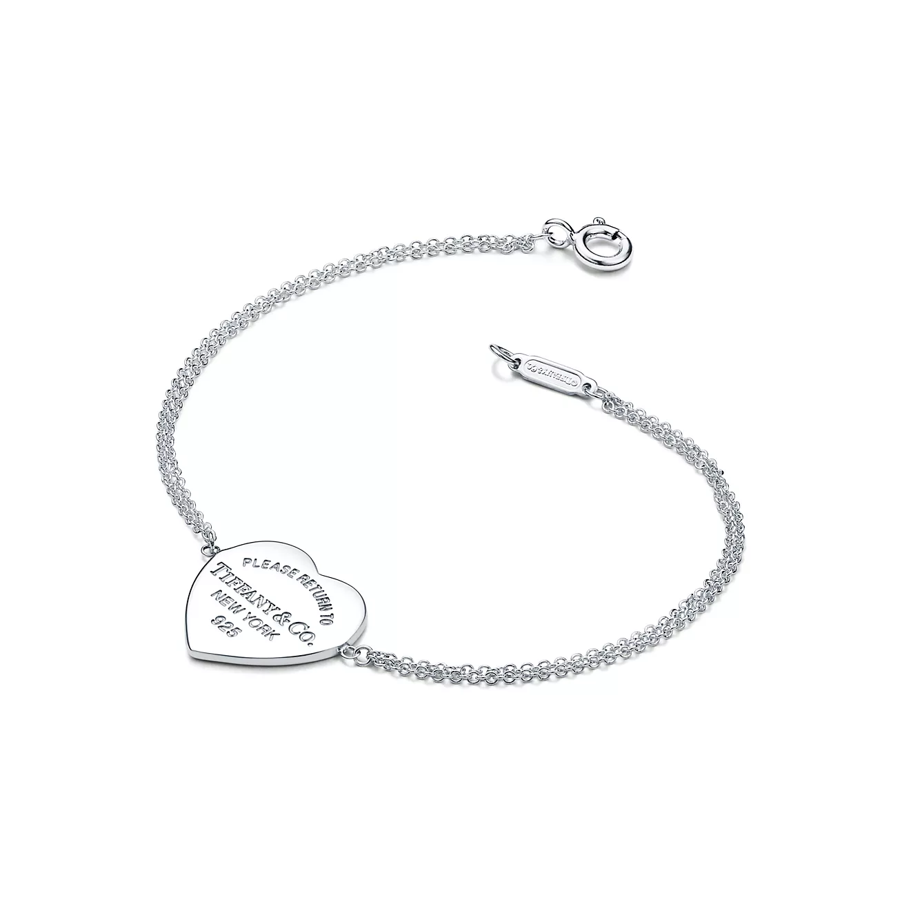 Return to 庐 Heart Tag Double Chain Bracelet in Silver, Small