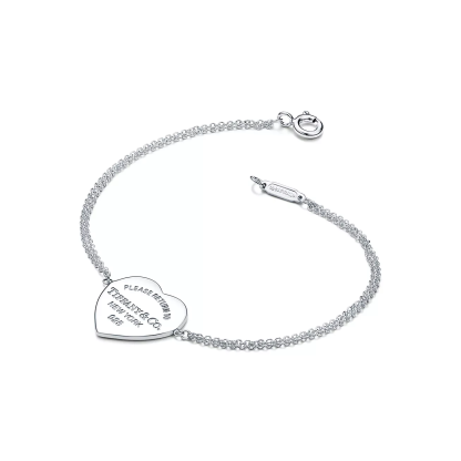 Return to 庐 Heart Tag Double Chain Bracelet in Silver, Small