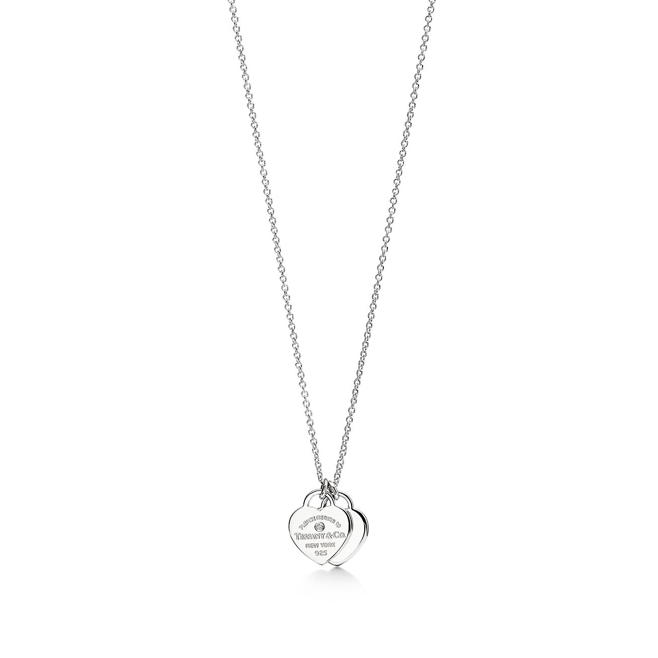 Return to 庐 Heart Tag Pendant in Sterling Silver with a Diamond, Mini