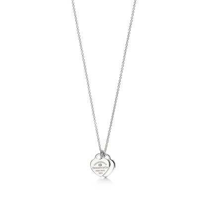 Return to 庐 Heart Tag Pendant in Sterling Silver with a Diamond, Mini