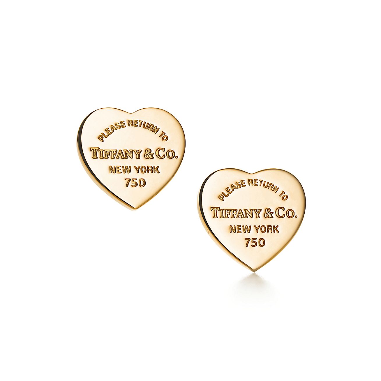 Return to 庐 Heart Tag Stud Earrings in Yellow Gold, Mini