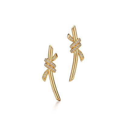 Knot Earrings in Yellow Gold with Diamonds