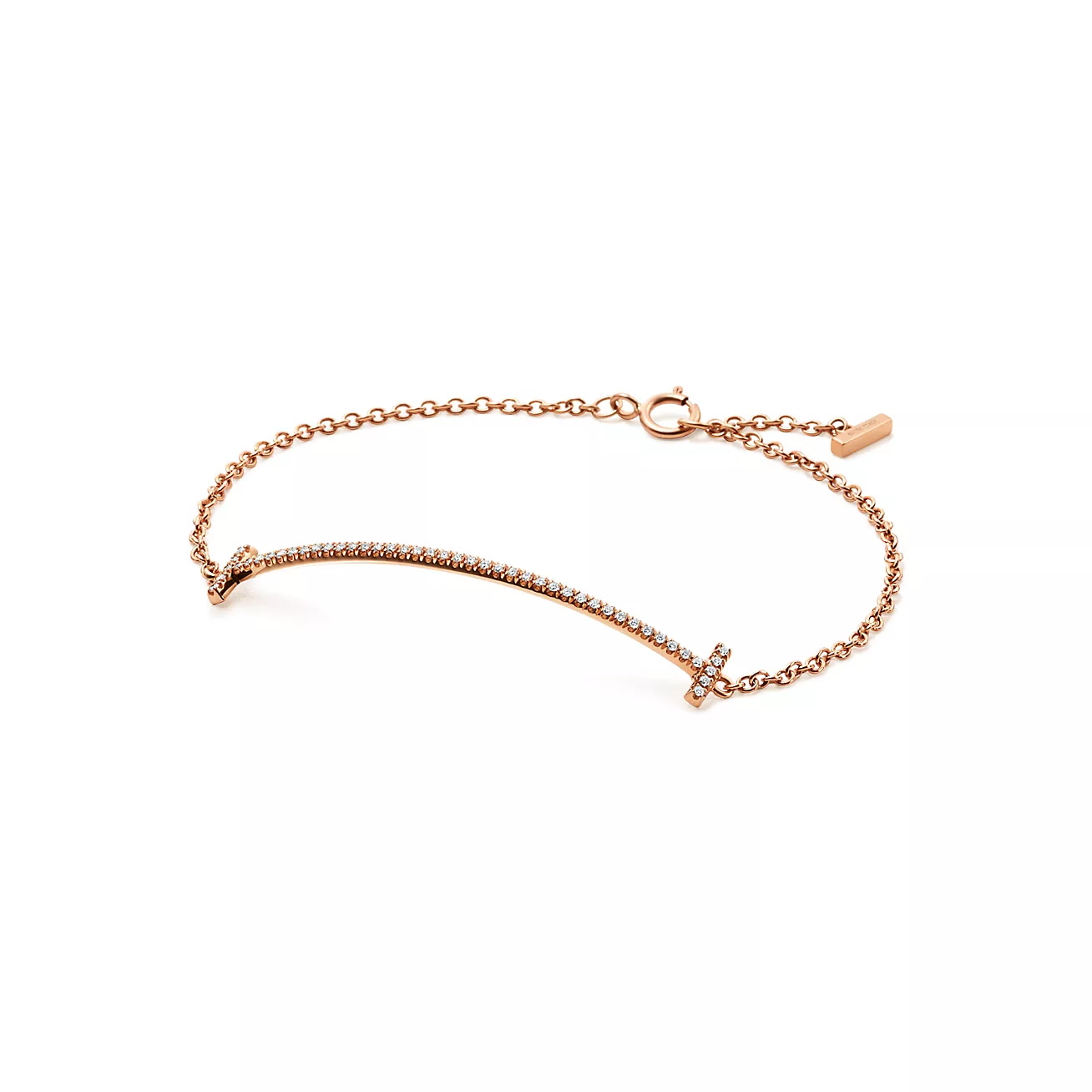 T Smile Bracelet in Rose Gold with Diamonds