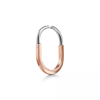 Lock Earrings in Rose and White Gold with Diamonds, Extra Large