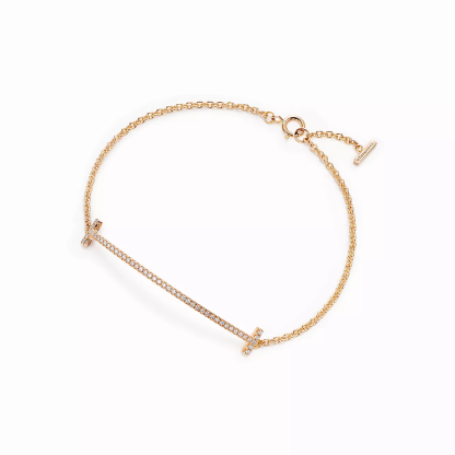 T Smile Bracelet in Yellow Gold with Diamonds