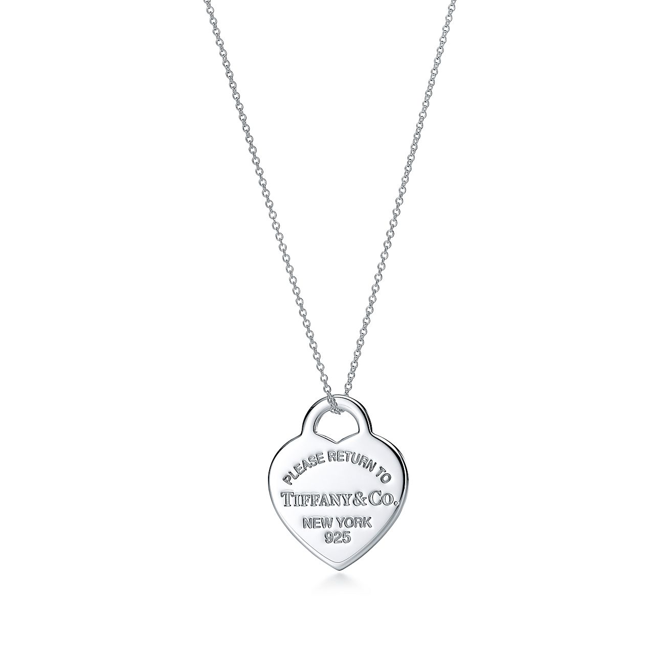Return to 庐 Heart Tag Pendant in Silver, Medium