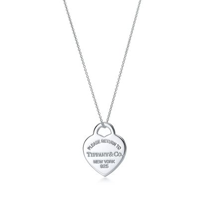 Return to 庐 Heart Tag Pendant in Silver, Medium