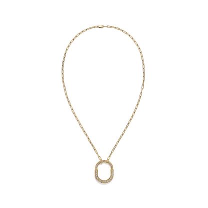 Lock Pendant in Yellow Gold with Pave Diamonds, Medium