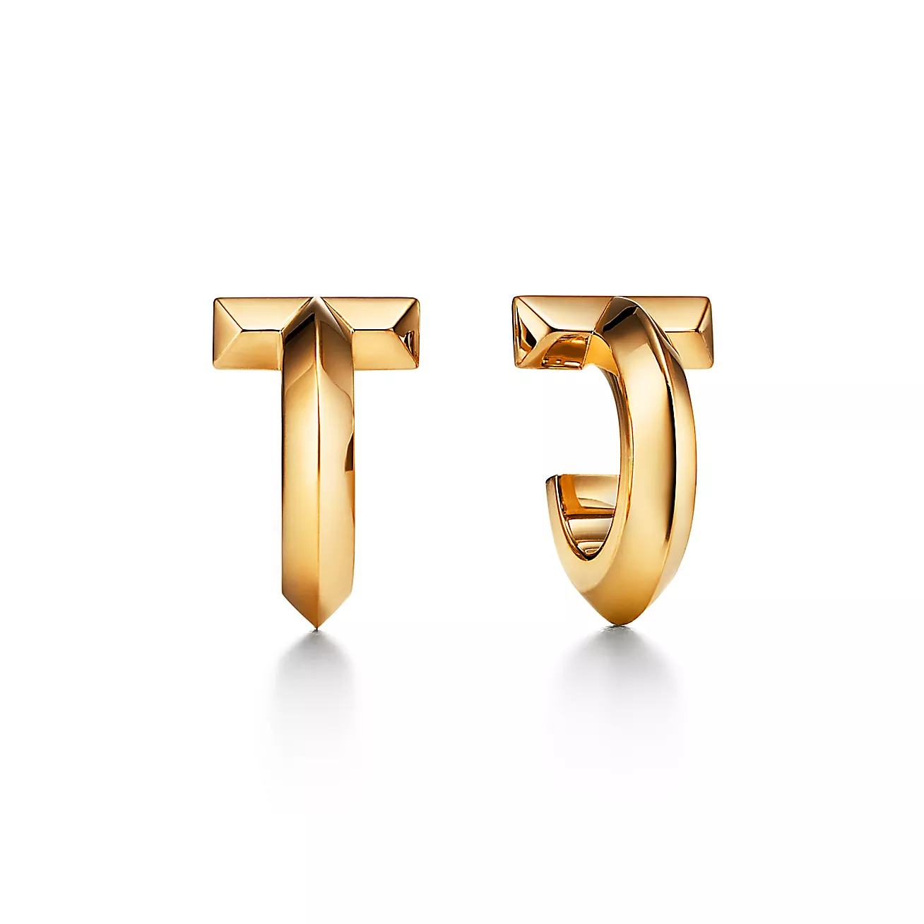 T T1 Hoop Earrings in Yellow Gold
