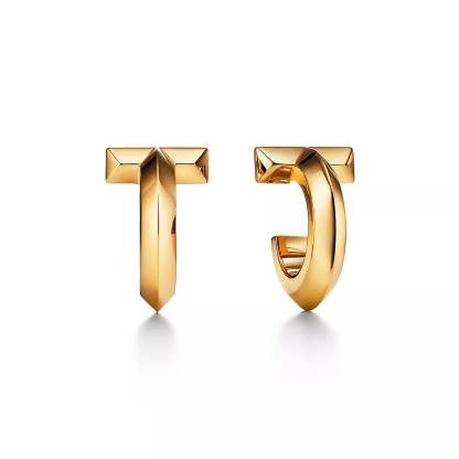 T T1 Hoop Earrings in Yellow Gold