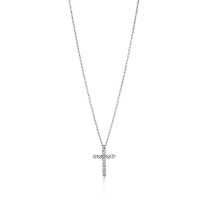 Cross pendant in platinum with diamonds, small