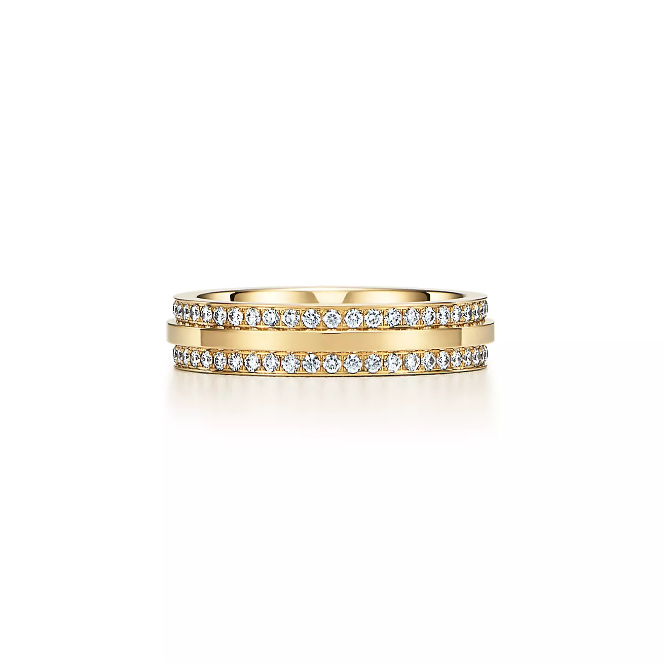 T Narrow Pave Diamond Ring in 18k Gold