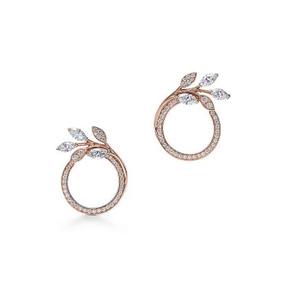 Victoria庐 Diamond Vine Circle Earrings in 18k Rose Gold