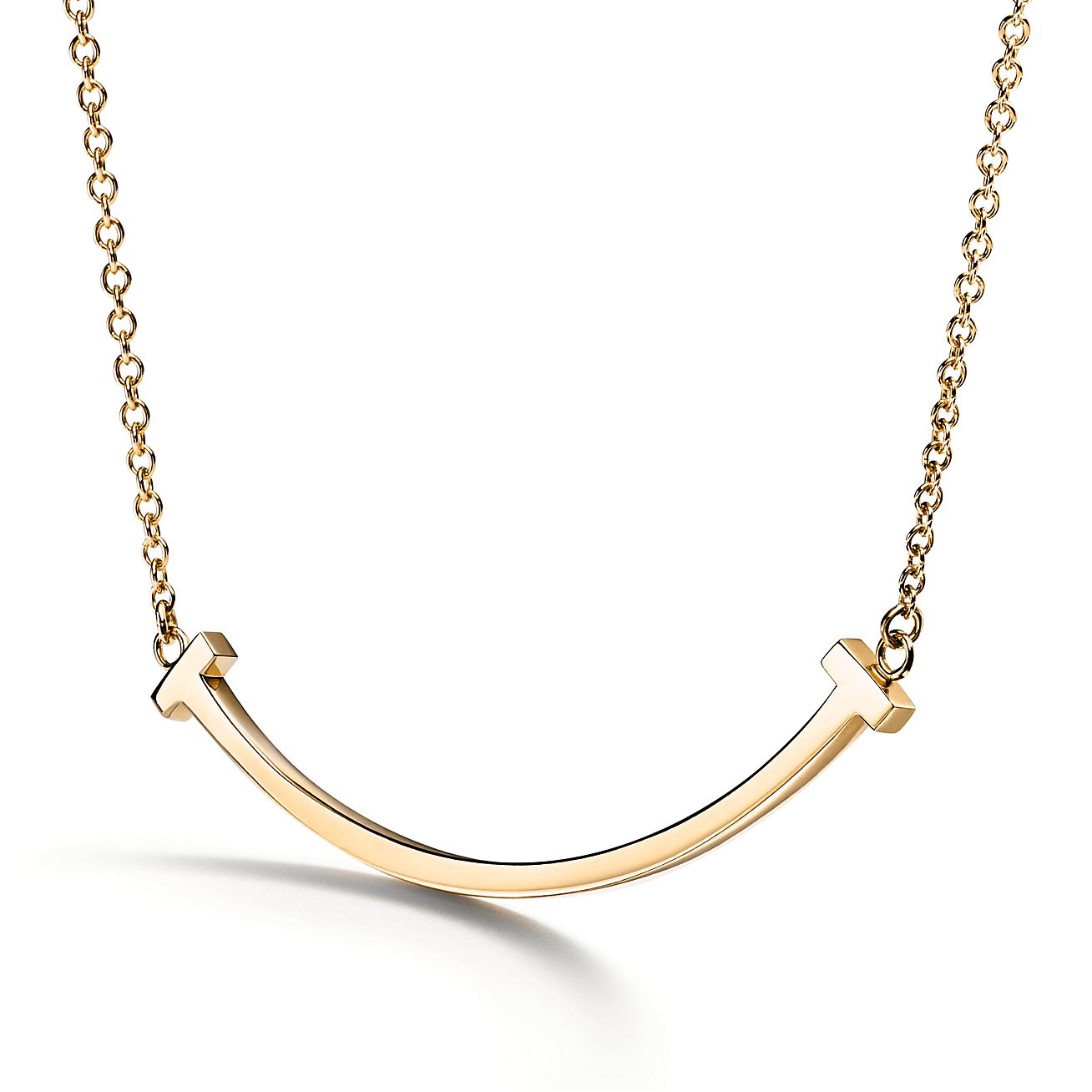 T Smile Pendant in Yellow Gold, Small