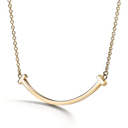 T Smile Pendant in Yellow Gold, Small