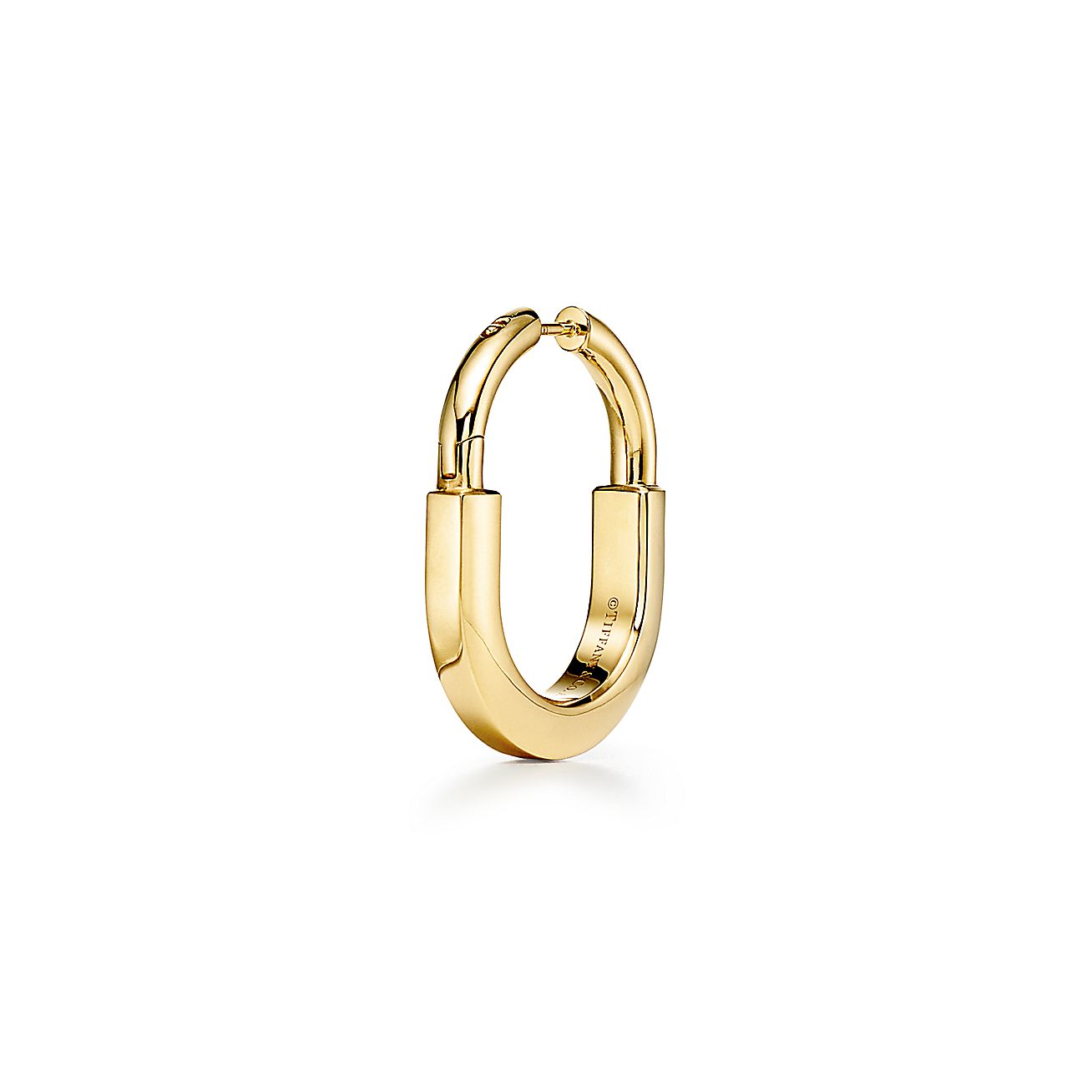 Lock Earrings in Yellow Gold with Diamonds, Medium