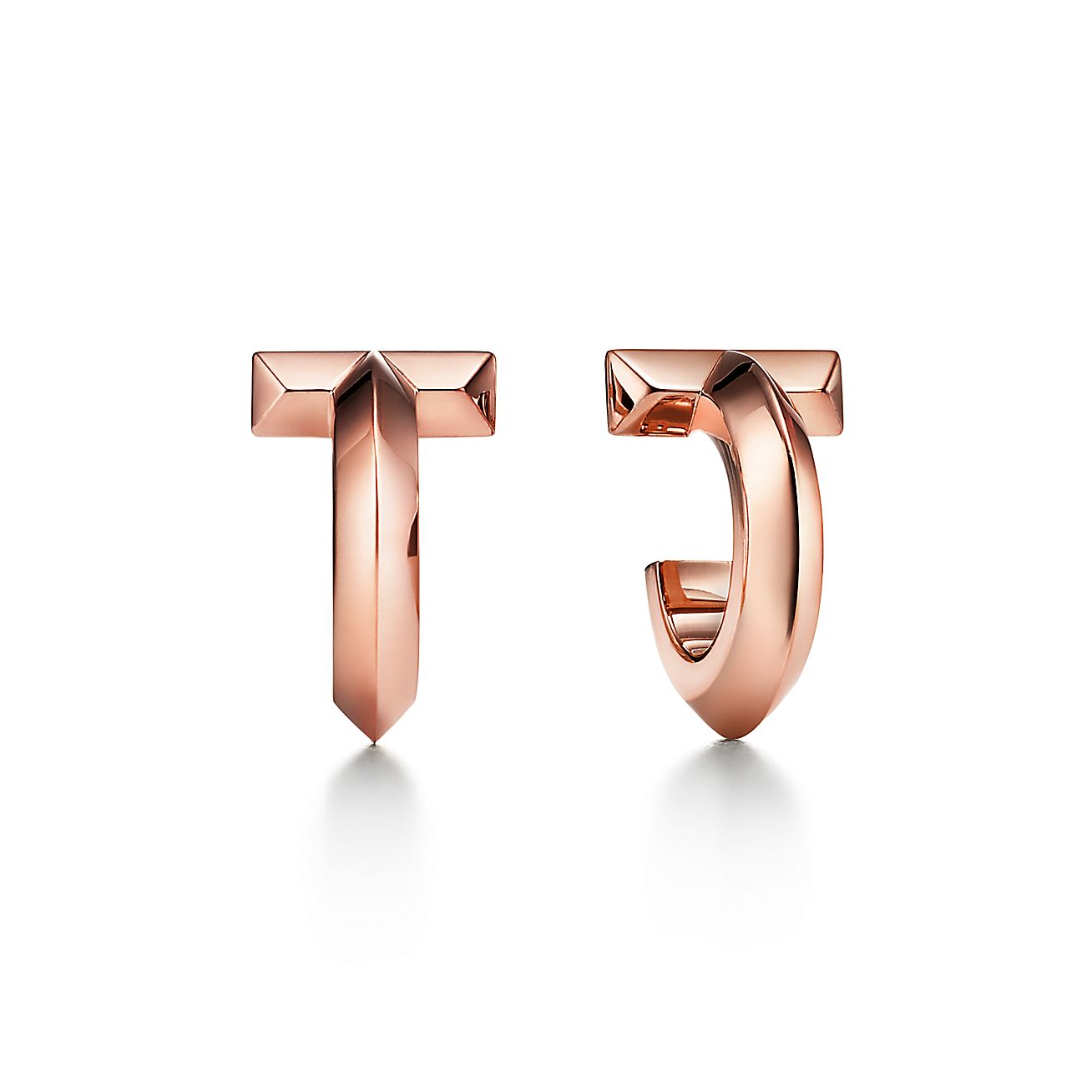 T T1 Hoop Earrings in Rose Gold