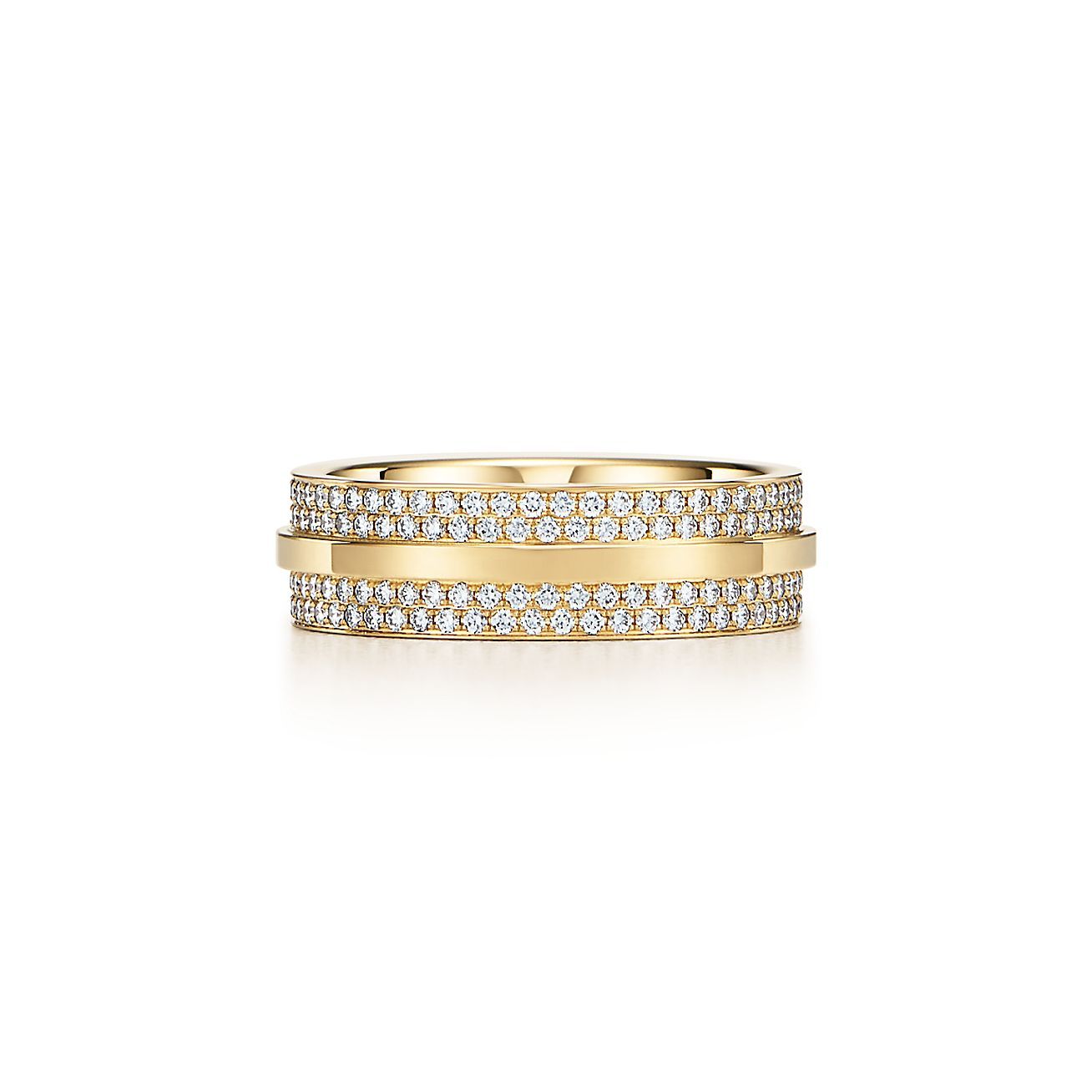 T Wide Pave Diamond Ring in 18k Gold