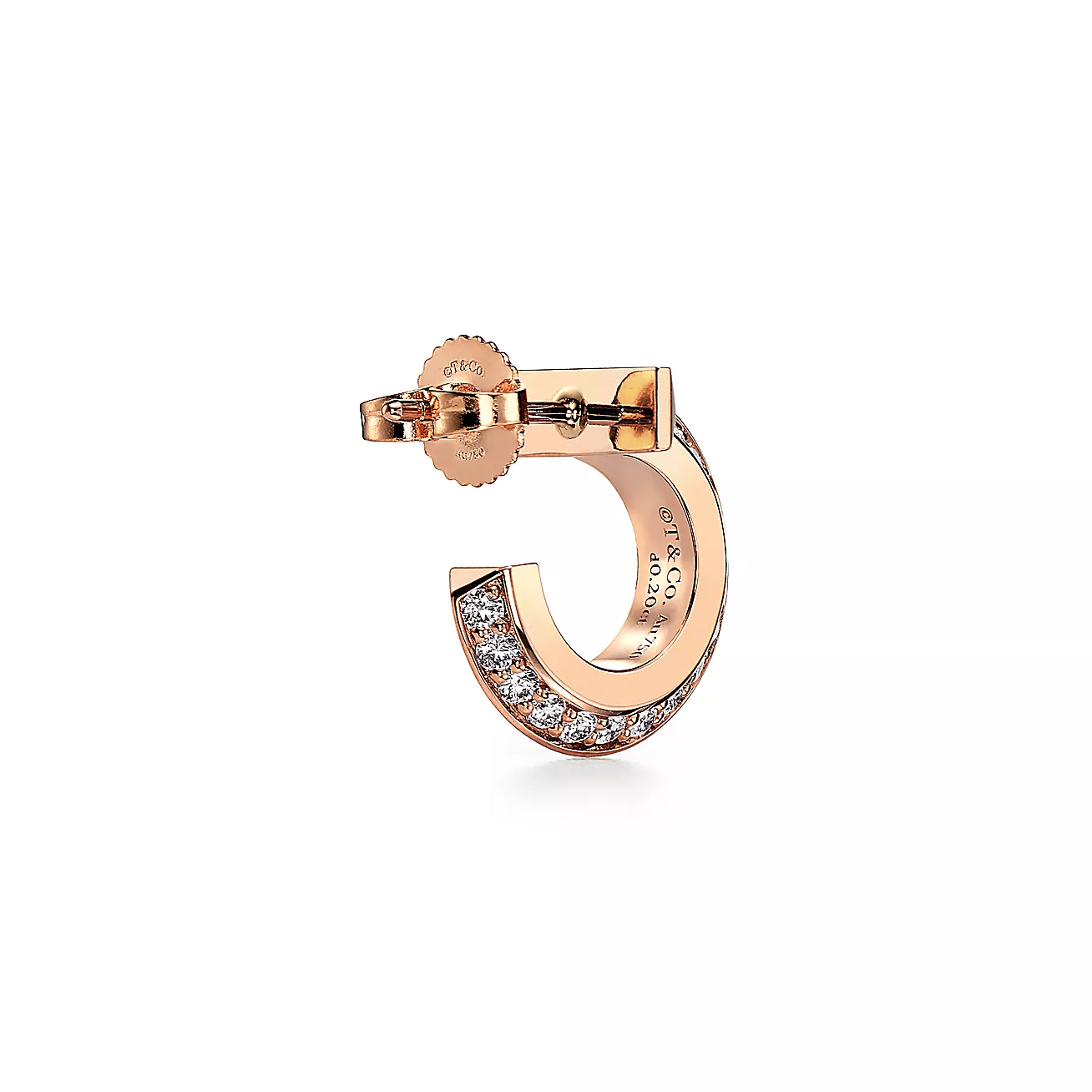 T T1 Hoop Earrings in Rose Gold with Diamonds