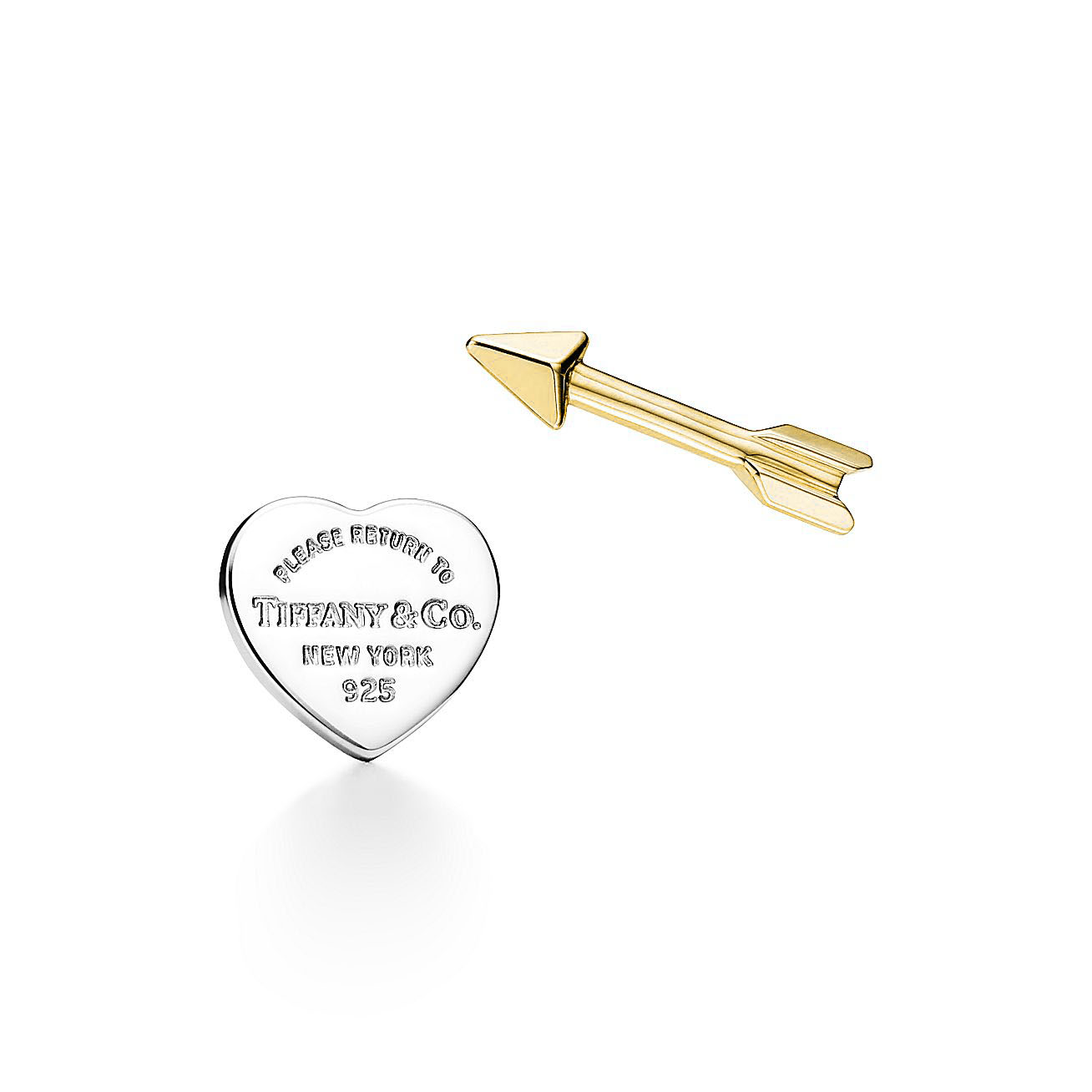 Return to 庐 Lovestruck Heart Tag and Arrow Earrings silver and gold