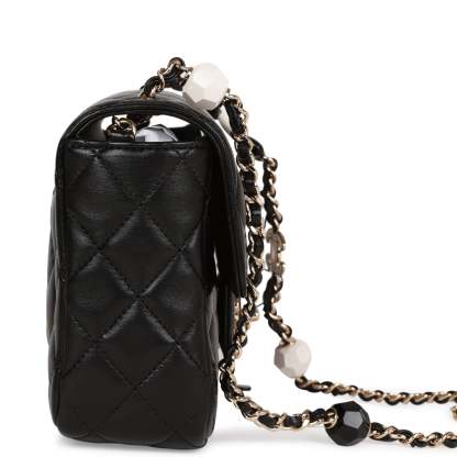 Candy Heart Mini Flap Bag Black Lambskin Enamel and Light Gold Hardware